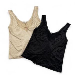 Vintage Ashley Taylor Lace Camisole Bundle Black Cream Tanks Women's Small Satin